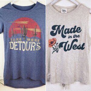 Bundle 2 Bohemian 70s Style Soft Graphic Tee Shirts size XS Boho Southwestern